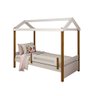 Cama Solteiro Infantil com Led Casinha Montessoriana Eliz com Grade de Proteção Branco/mel - 3