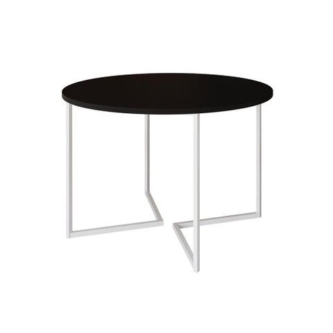 Mesa Jantar Industrial Redonda Preta 110cm Base V Ferro Branco