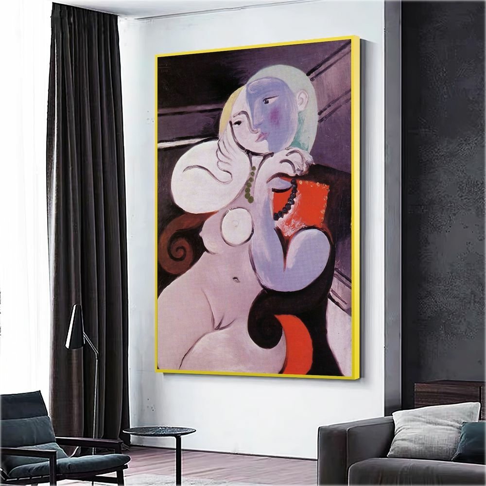 Quadro Mulher Nua Em Cadeira Vermelha:120x80 cm/BRANCA | MadeiraMadeira