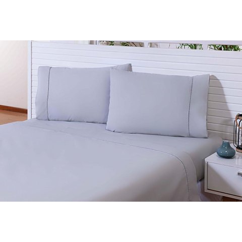 Lençol Solteiro 2peças C/elástico 200x100x25 200fios Cinza