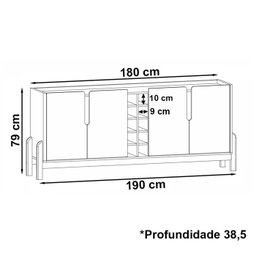 Buffet 190cm Adega 050520 E Cristaleira 4 Portas 50519 Verde Oliva Cedro DCASA - 5