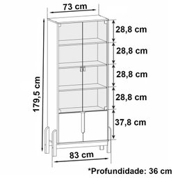 Buffet 190cm Adega 050520 E Cristaleira 4 Portas 50519 Verde Oliva Cedro DCASA - 4