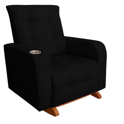 Poltrona de Amamentação com Puff Paris Cadeira Quarto de Bebê Confortável Preto