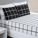 Ver imagem 1 de Jogo de Cama Geométrico Queen Preto Micropercal 200 Fios 3 Peças