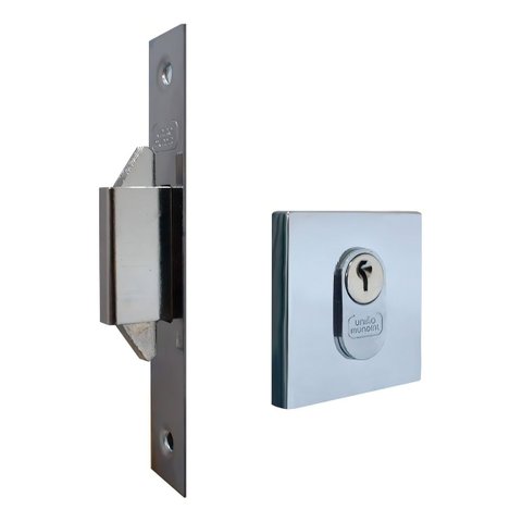 União Mundial Fechadura Porta de Correr 45mm Quadrada Cromada Cor Unico Prata