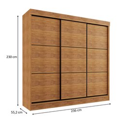 Guarda Roupa Casal 3 Portas de Correr 8 Gavetas Tókio Cedro - Saga Decor - 4