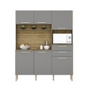 Ver imagem 7 de Armario de Cozinha Compacta 6 Portas 2 Gavetas Montesa - Freijó/gris