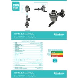 Torneira Elétrica Bica Baixa Tradição 220V 4400W E270 Sintex - 9