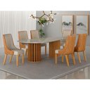 Ver imagem 2 de Mesa de Jantar Belle 2,00x1,00m Orgânica com Vidro Cinamomo Off-white com Kit 6 Cadeiras para Mesa