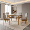 Ver imagem 1 de Mesa de Jantar com Kit 4 Cadeiras Madeira Maciça Siera/Dakota Cerejeira Camurça