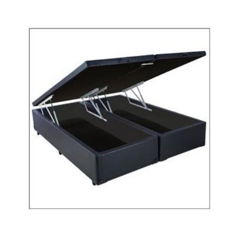 Cama Box Baú Queen com Blindagem Fabricação Própria Blindada - Corino - Preto
