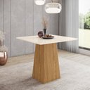 Ver imagem 5 de Conjunto Sala de Jantar Mesa Dora Tampo 90cm em Laca com 4 Cadeiras Dora Marrom/Nature/Off White/Amêndoa