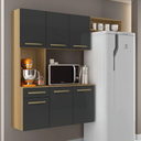 Ver imagem 2 de Armário de Cozinha Completa Suspenso com Balcão 6 Portas 1 Gaveta Belíssima Freijó / Grafite