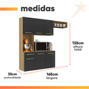 Ver imagem 3 de Armário de Cozinha Completa Suspenso com Balcão 6 Portas 1 Gaveta Belíssima Freijó / Grafite