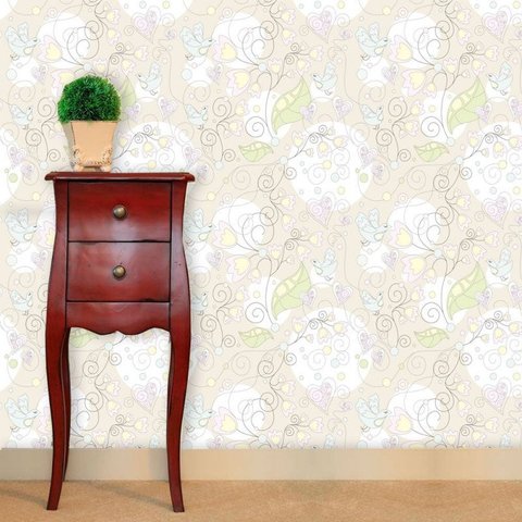 Papel de Parede Adesivo Lavável f0098 Floral Neutro