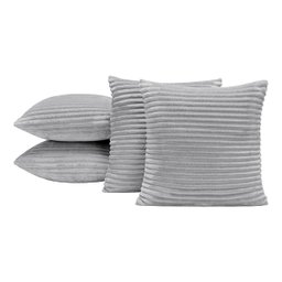 Kit 4 Almofadas Cheias Bariloche 45x45 Enchimento Siliconado Canelada Jacquard Sala Sofá Cinza - 1