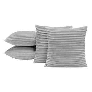 Kit 4 Almofadas Cheias Bariloche 45x45 Enchimento Siliconado Canelada Jacquard Sala Sofá Cinza
