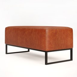 Puff Decorativo Para Sala de Estar Cléo W01 Base de Ferro 90 cm Couríssimo Camel - Lyam Decor - 6