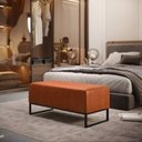 Ver imagem 2 de Puff Decorativo Para Sala de Estar Cléo W01 Base de Ferro 90 cm Couríssimo Camel - Lyam Decor