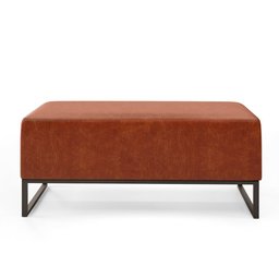 Puff Decorativo Para Sala de Estar Cléo W01 Base de Ferro 90 cm Couríssimo Camel - Lyam Decor - 3