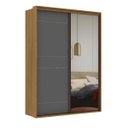 Ver imagem 4 de Guarda Roupa Solteiro Mdf 2 Portas 1 com Espelho 170 Cm Qualitá Belmax:freijó/titânio