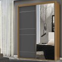 Ver imagem 1 de Guarda Roupa Solteiro Mdf 2 Portas 1 com Espelho 170 Cm Qualitá Belmax:freijó/titânio