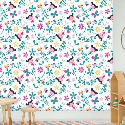 Papel de Parede Infantil Auto Adesivo Lavável 0119 Borboletas Meninas