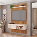 Ver imagem 3 de Painel Selina Ripado para TV até 45 com Porta de Correr e Prateleira MDP Freijo/OffWhite G11 - Gran