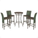 Ver imagem 1 de Mesa Bistrô e 4 Banquetas Roma Marrom Corda Náutica Estofado 9 Trama Original