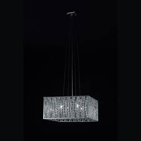 Pendente Em Aco/Alum/Cristal 41cmx41cm 5xg9 - Cr/Tr - Bella