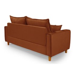 Sofa Living com Bau Multiuso 3 Lugares Suede Pes em Madeira: Terracota - 5