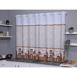 Kit 4 Capas de Cadeira + Toalha de Mesa + Cortina Sala de Jantar Cozinha Dos Sonhos Completa Cappucc - 4