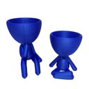 Ver imagem 1 de Kit 2 Vasos Sentados 15 Cm Suculentas Robert Plant Decoração Decorativo Azul Metálico