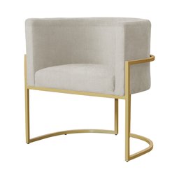 Poltrona Luana Suede Bege Base Metálica Dourada - Belliv Decor - 4