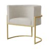 Poltrona Luana Suede Bege Base Metálica Dourada - Belliv Decor - 4