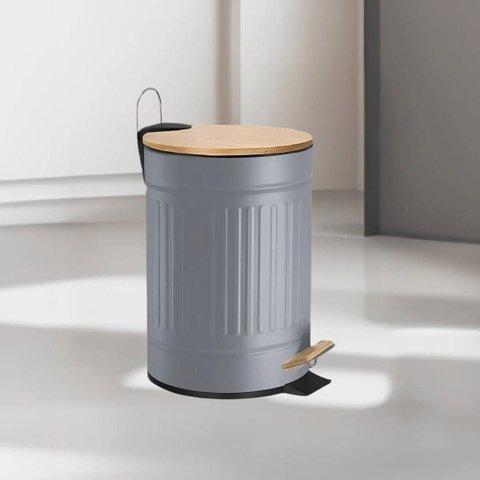 Lixeira com Pedal 5l Fluted Cinza Jolitex