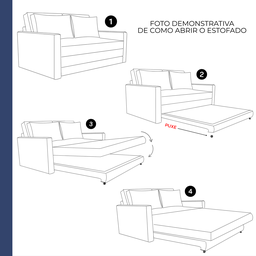 Sofá Cama | Tampo Lateral Esquerdo | Tecido Impermeável | 2 Lugares | Medida 180cm | Azul Marinho - 9