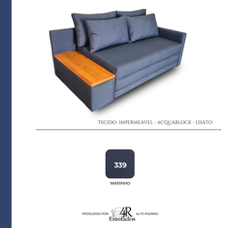 Sofá Cama | Tampo Lateral Esquerdo | Tecido Impermeável | 2 Lugares | Medida 180cm | Azul Marinho - 6