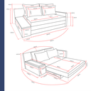 Ver mais imagens de Sofá Cama | Tampo Lateral Esquerdo | Tecido Impermeável | 2 Lugares | Medida 180cm | Azul Marinho