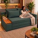 Ver imagem 1 de Sofá Cama | Tampo Lateral | Tecido Impermeável | 180cm | Floresta