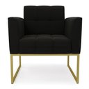 Ver imagem 3 de Kit 2 Poltronas Elisa Suede Preto Base Metálica Industrial Dourado - D\'rossi