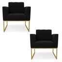 Ver imagem 1 de Kit 2 Poltronas Elisa Suede Preto Base Metálica Industrial Dourado - D\'rossi