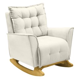 Poltrona Amamentação de Balanço Helena Veludo Quarto Bebê:creme - 1