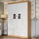Ver imagem 1 de Guarda-roupa Infantil 122cm com Vidro 4 Portas e 2 Gavetas Teddy Multimóveis Mp4488 Madeirado/
