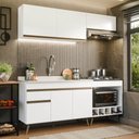 Ver imagem 1 de Cozinha Modulada Compacta para Forno/Cooktop com Pia 190cm Florença Multimóveis MCR2450 Branco/