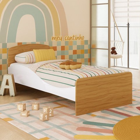 Cama Infantil 100% MDF Lola Espresso Móveis Marrom/Branco Brilho/Amêndoa