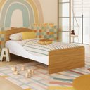Ver imagem 1 de Cama Infantil 100% MDF Lola Espresso Móveis Marrom/Branco Brilho/Amêndoa