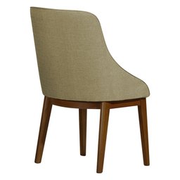 Cadeira de Jantar Elisa Nobre Estofada Liso Linho Bege Base Madeira Maciça Imbuia - 3