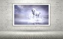 Ver imagem 1 de Quadro Decorativo Cavalo Branco Lago - 70x50cm:moldura Branca
