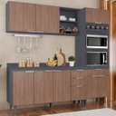 Ver imagem 1 de Armário de Cozinha com Tampo Cp02 210cm Pérola Grafite/freijó Z34 - Mpozenato